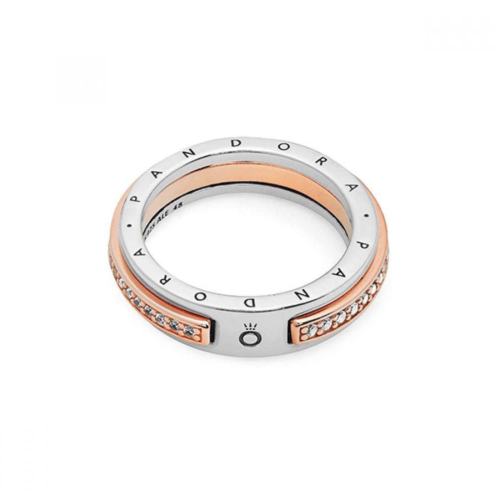 

Pandora 182773c01 Кільце Signature Logo Pav Двоколірне Рожеве 182773C01-50