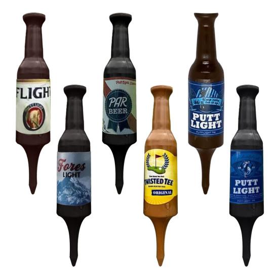 

6Pcs Mini Beer Bottle Shaped Golf Tees Reduce Friction & Resistance Professional Golf Driver Tees Unbreakable 7.6cm Curved Serving Pins 6pcs Random Style
