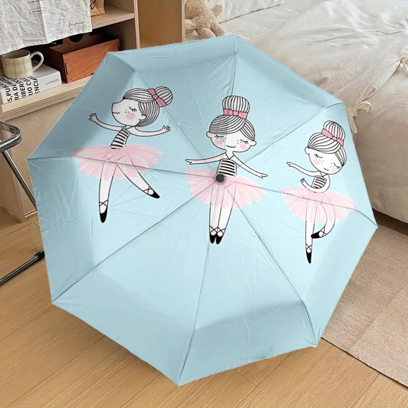 1PC Ballerina Ballet Umbrella-8-Rib Reinforced Portable Folding Travel Suitable for All Seasons Outdoor Daily Use-G407