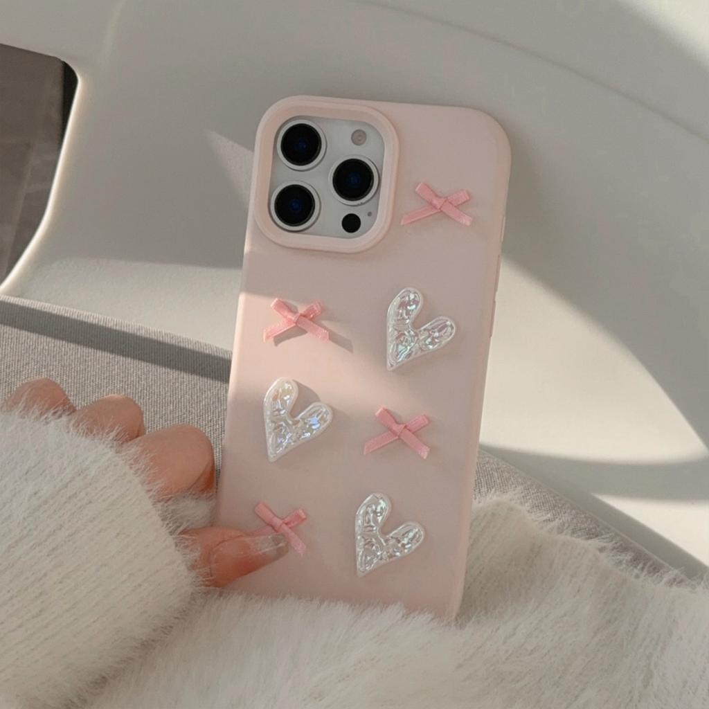 Dreidimensional Passend für 15promax Apple 16 Handyhülle Iphone17 Rosa Liebes Schleife 13 Generation 11 Weiche Hülle