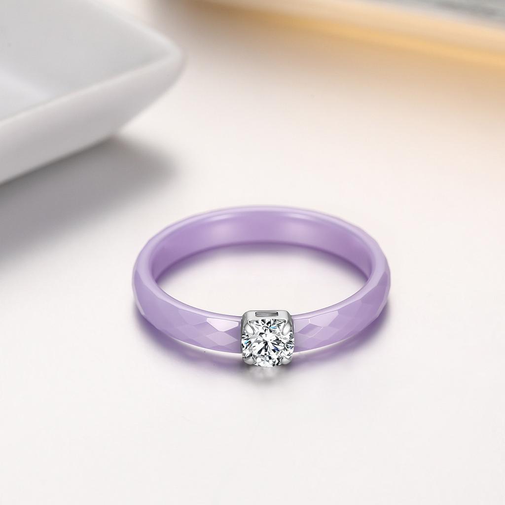 3mm Thin Ceramic Promise Ring for Women Minimalist Pink Green White Black