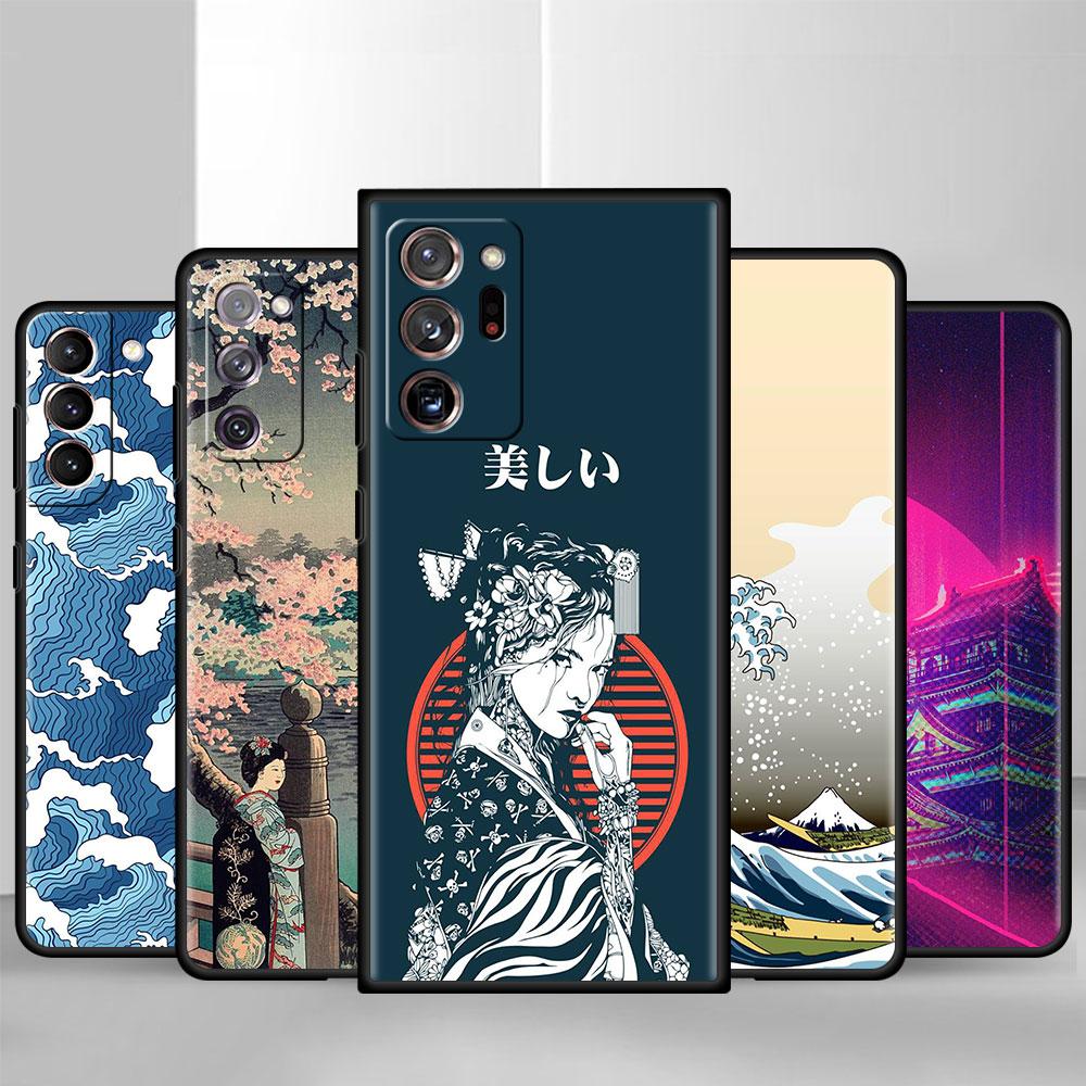 Weiche Hülle für Samsung Galaxy S22 Ultra S20 FE S21 S23 Plus S10 Lite S9 S8 S10e TPU Silikon Handyhülle Japanischer Stil Kunst Japan