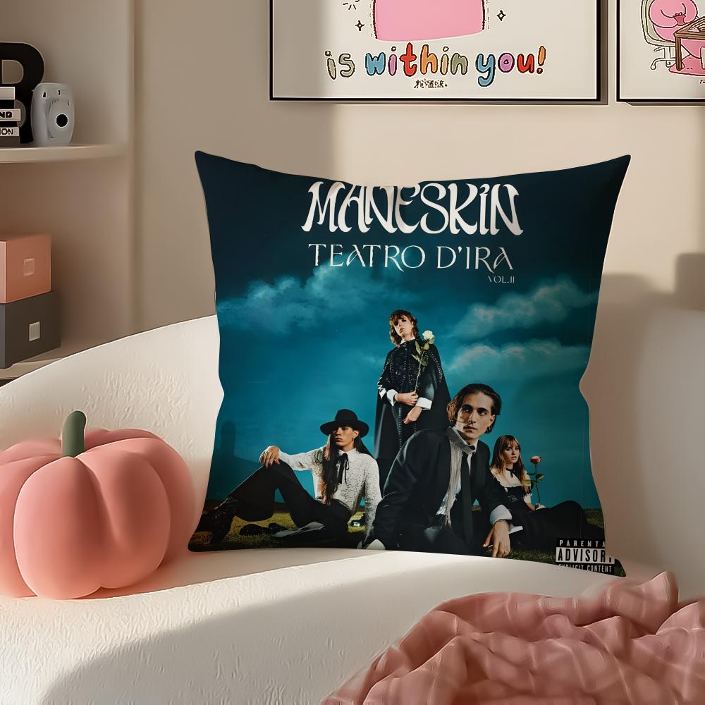 Bold Italian Rock Band MManeskin Cushion Cover Pillowcase Short Plush Invisible zipper Room Sofa Cushion Cover