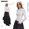 Semi-High Collar Knit Trumpet Sleeve Top