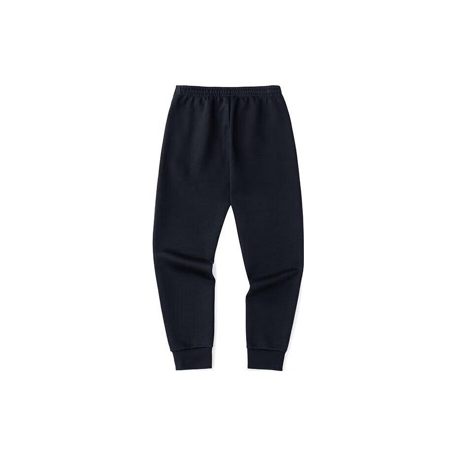 Anta Training Series Solid Color Mid Waist Warm Tapered Knit Sports Pants Men Bottoms Basic-Black 152247318-4