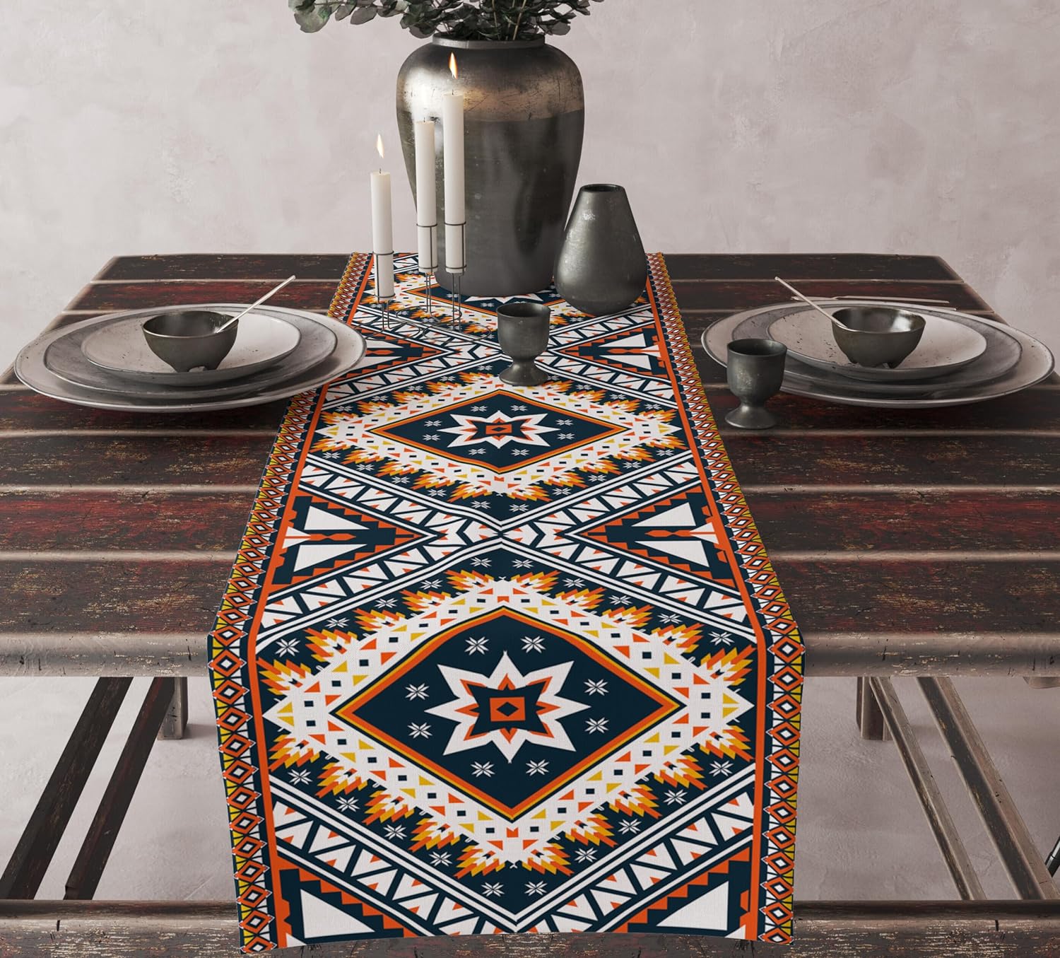 Azteekse Etnische Tribale Stijl Linnen Tafel Runner Boho Print Abstract Geometrische Textuur Tafel Runner Keuken Feest Eettafel Decor 150x33cm