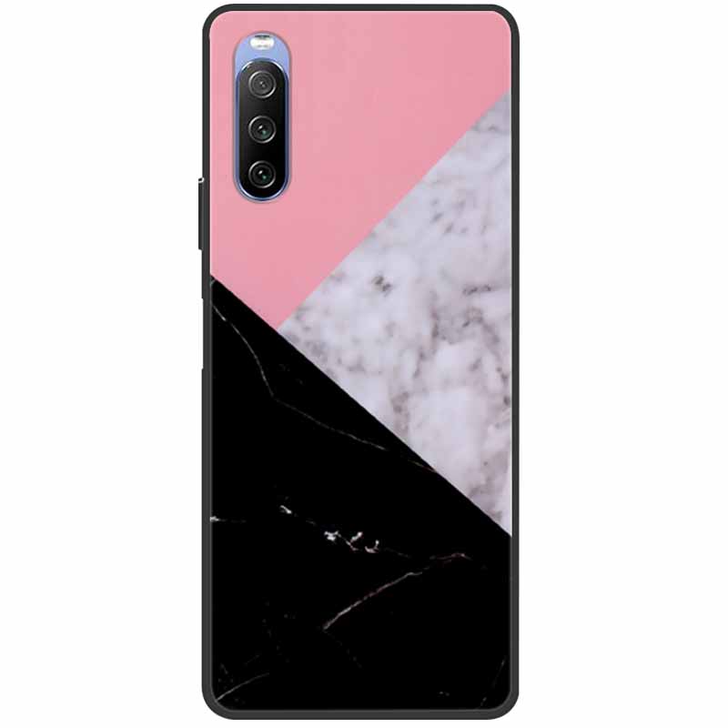Soft Cover For Sony Xperia 10 III Case 5 III Soft Silicone Black Cases for Sony Xperia 1 III / Xperia1 XZ4 Covers Cool Marble