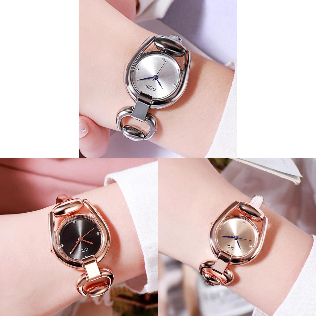 Fashion Ladies Quartz Watch With Alloy Bracelet And Rhinestone Decor For Casual Wear
