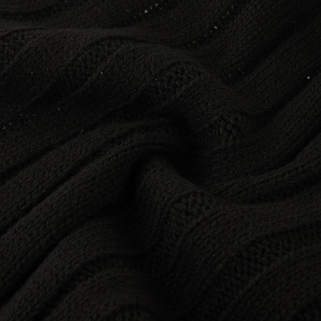 Women's  And Winter Loose Two-color Contrast Stitching Long-sleeved Stand Collar One Side Strapless Knit Sweater Top