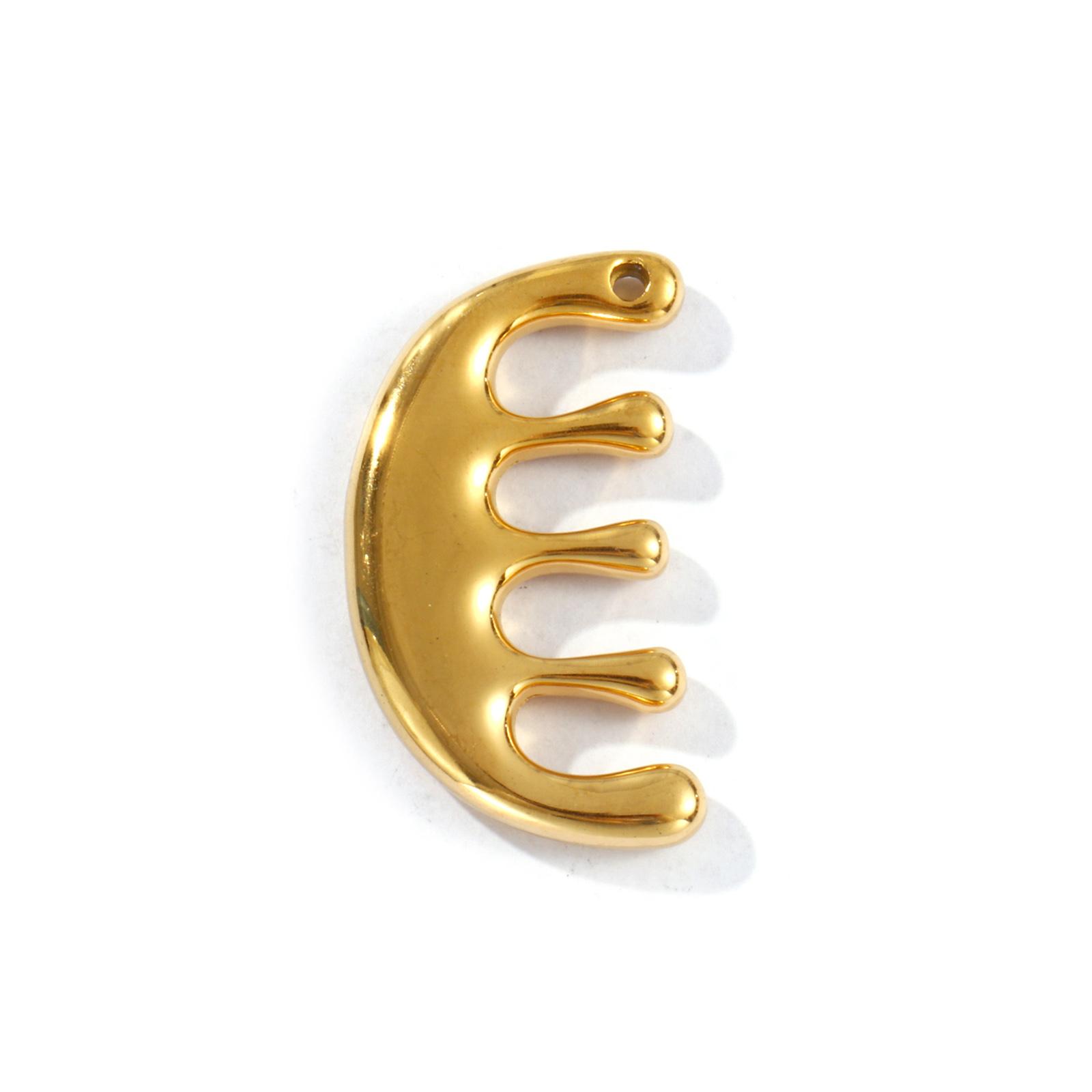 

1 Piece Waterproof 304 Stainless Steel Pendants 18K Gold Plated Comb 3D Pendants For DIY Necklace Making Findings 3.5cm x 2cm