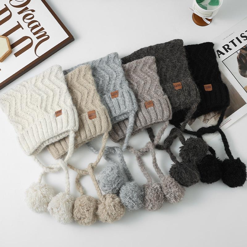 Sweet and Cute Cat Ear Knitted Head Hat Autumn and Winter Fashion Versatile Warm Wool Hat Outdoor Cold Proof Hat Women