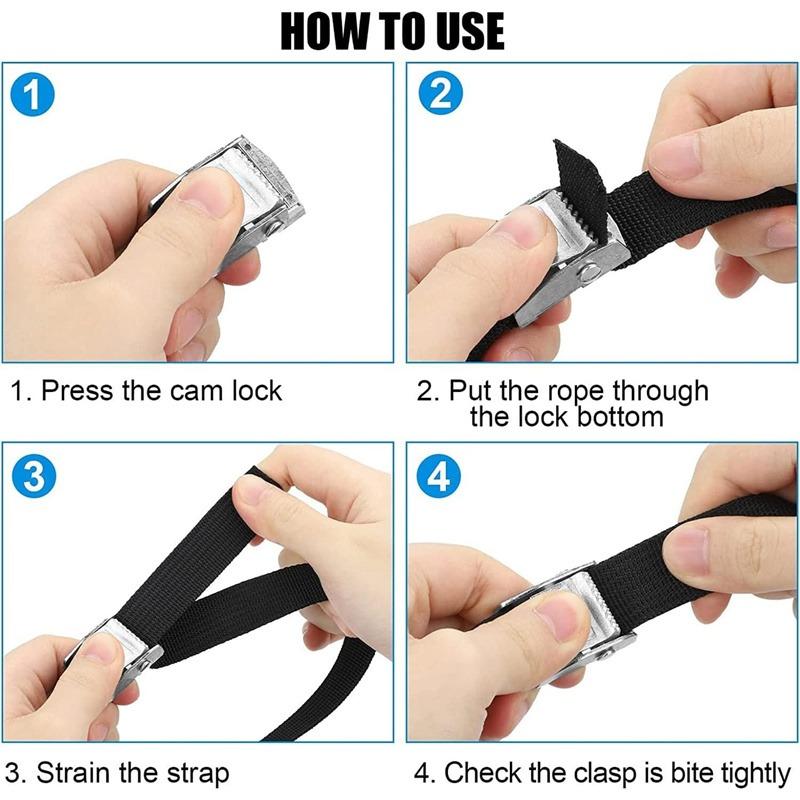 3M Cargo Straps With Buckle Tie-Down Belt for Motorcycle Car Bicycle Metal Tow Rope Strong Ratchet Fixing Belt for Luggage Bag