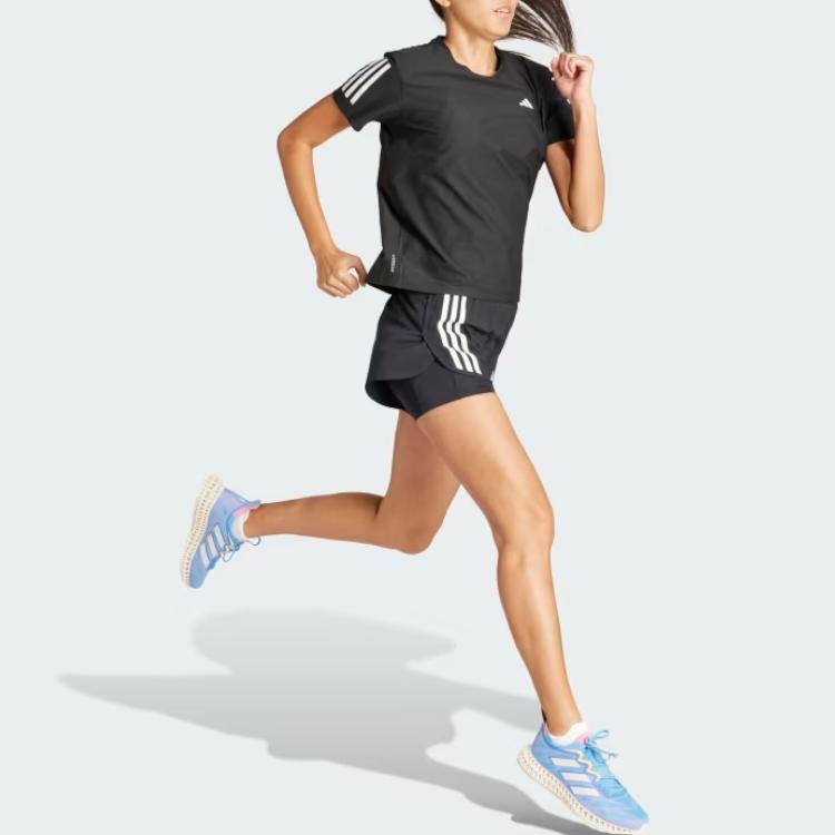 Adidas Own The Run Reflective Stripe Crew Neck Short Sleeve T-Shirt Women Tops Black IN2961