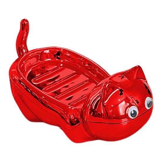 Soap Dish with Automatic Drainage Cute Cat Shape Design Easy Cleaning Soap Holder Soap Tray for Shower Bathroom