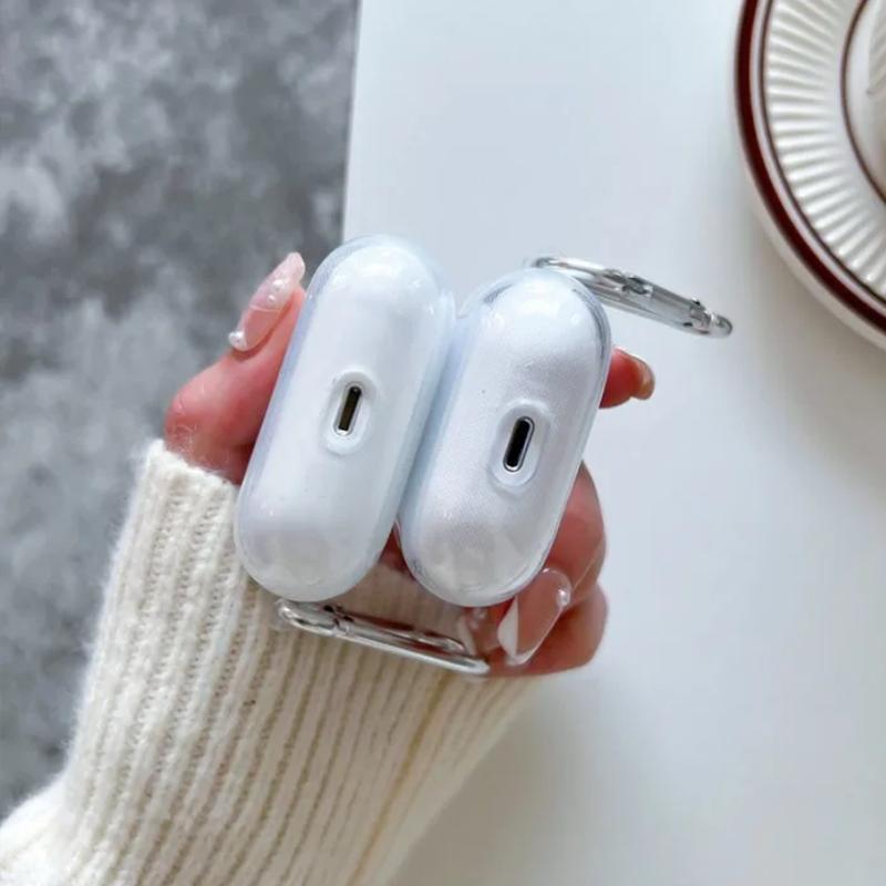Clear Soft TPU Earphone Case For Airpods 4 3 2 1 Pro3 Pro2 Shockproof With Keychain For Airpods 4 Charging Case Cover