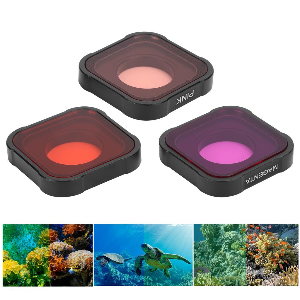 Junestar 3 In1 Camera Filter Lens Diving Filter Set Protective Cover for GoPro Hero 9