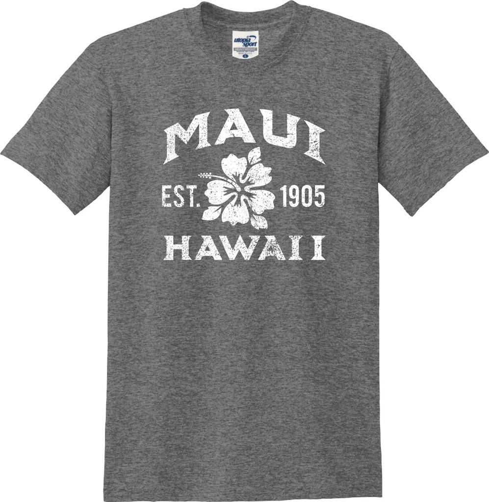 Maui Hawaii Fondato 1905 Ibisco Usurato T-shirt Unisex (S-5X)