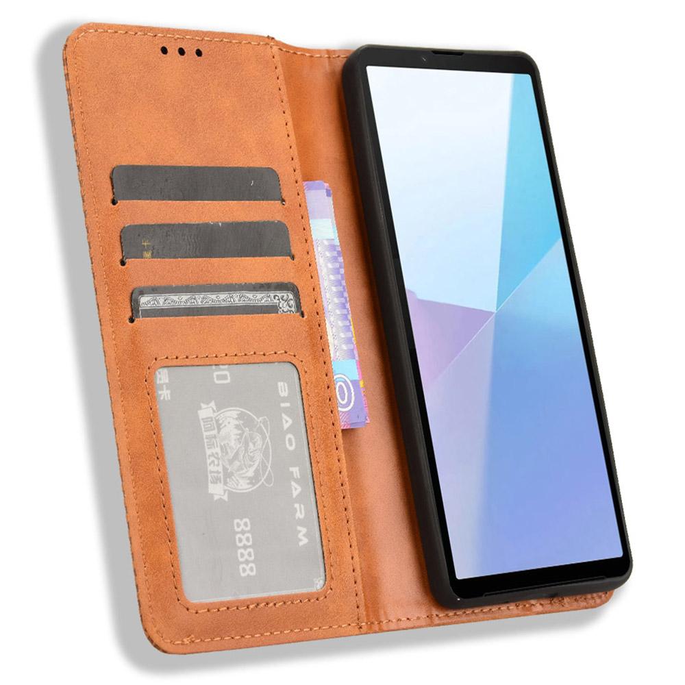 

For Sony Xperia 10 VI Wallet Leather Cover Wallet Stand Wholesale Phone Case Brown