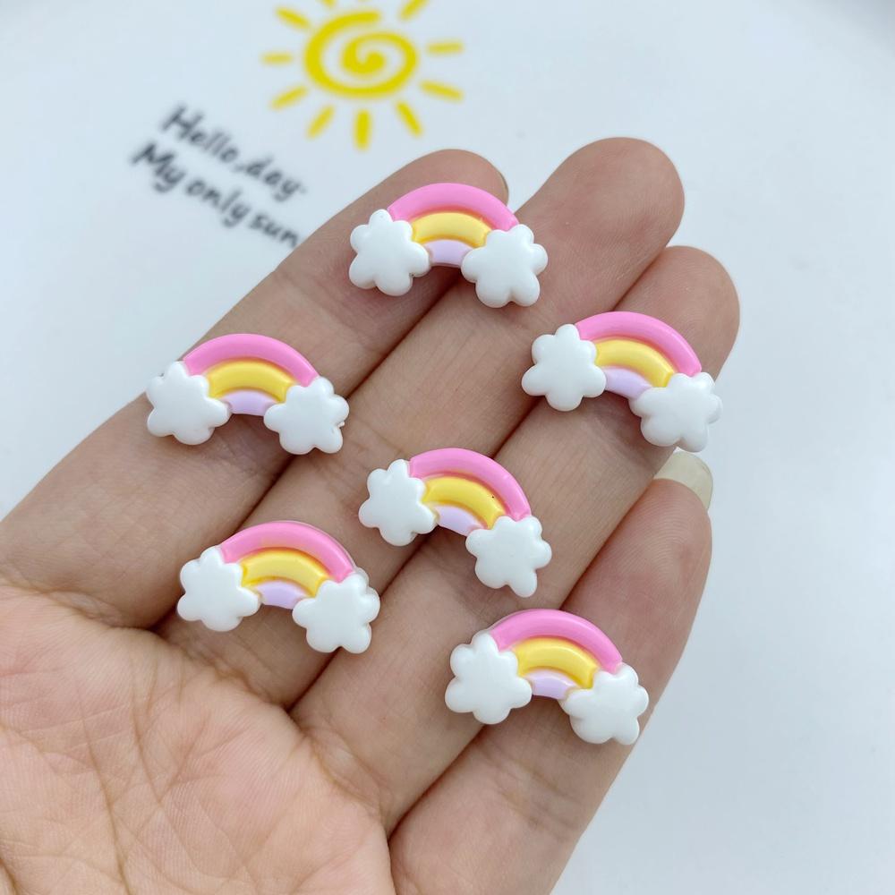 30Pcs New Cute Resin Mini Colorful Rainbow Series Flat Back Manicure Parts Embellishments For Hair Bows Accessorie