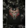 European and American men's summer Gothic letter bone wing skull print soft and breathable round neck T-shirt outdoor street top