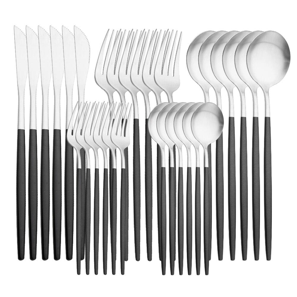 30PCS Geschirr Matte Grün Gold Bunte Edelstahl Besteck Messer Dessert Gabel Löffel Party Home Küche Geschirr Besteck Set