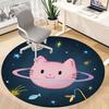 1pc Space Cat Office Round Area Rug, Indoor Mat Suitable ForOffice, Under Office Chairs Bedroom Living Room Home Decor, Room Deco q043