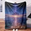 A Tree In Middle of Body of Water At Night.-Themed Blanket - Comfortable Flannel Fabric Hypoallergenic Suitable for All Seasons -