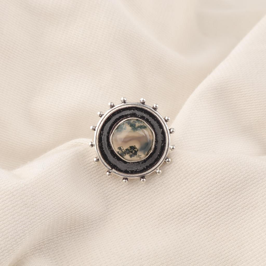 Moss Agate Ring Jewelry, 925 Solid Sterling Silver Ring, Handmade Gorgeous Silver Ring, Moss Agate Balancing Gemstone Jewelry For Women