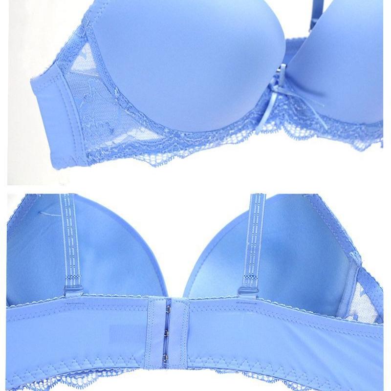 Sexy Lace Push-up Bra and Thong Set Plus-size Anti-sagging Lingerie with Skin-friendly Comfortable Panties