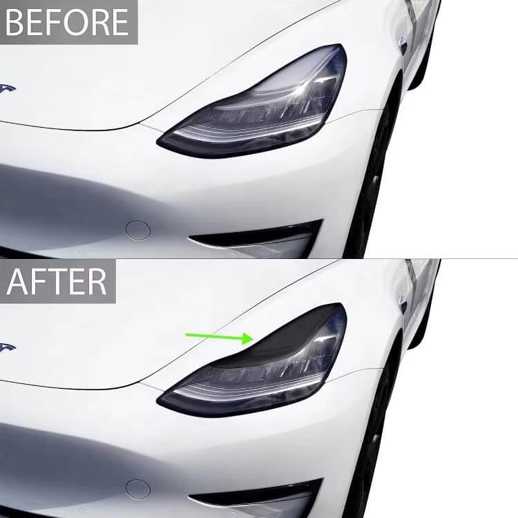 Tesla Model 3 2019 Headlight Eyebrow Trim Stickers & Trimmer Blade