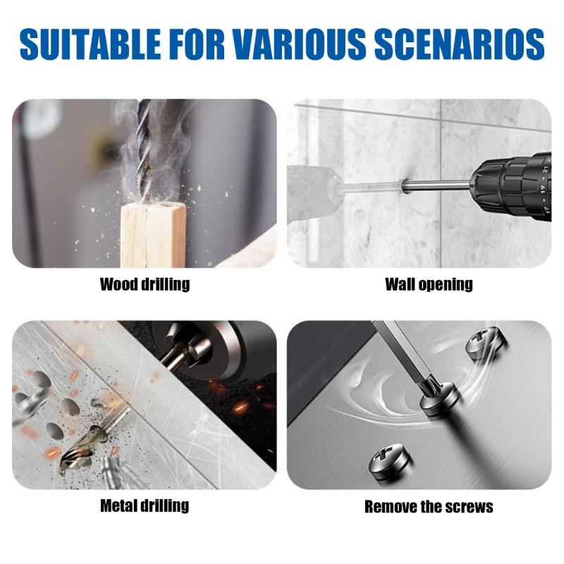 Electric Impact Drill Brushless Cordless Screwdriver Rechargeable Power Tool Electric Screwdriver Power Drilling Tool