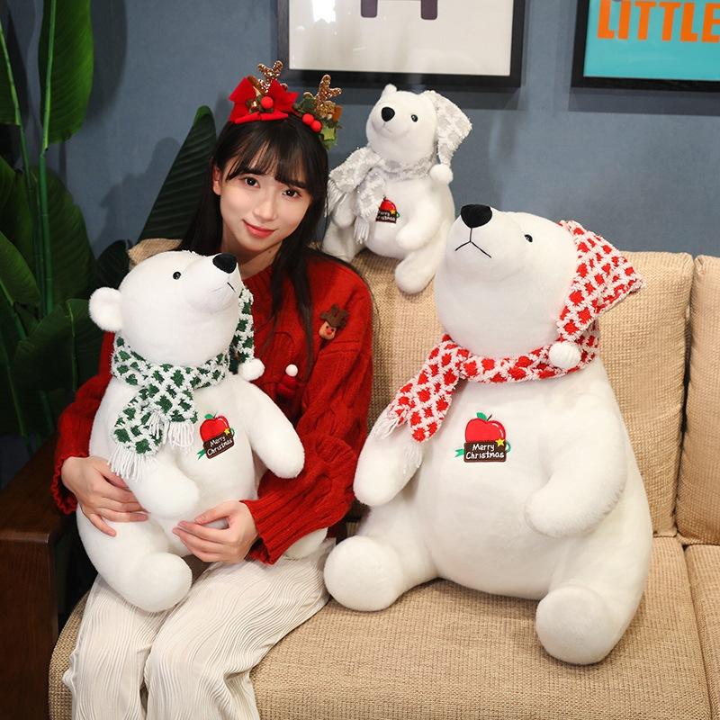 Cute Cute Christmas Polar Bear Doll Plush Toy White Polar Bear Doll Children Christmas Rag Doll