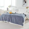 Double-layer Thickened Lambskin Jacquard Tuff Fleece Blanket for Office Nap - Solid Color AB Version.