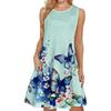 Women's Summer Tank Dress with Butterfly and Floral Prints Sleeveless Round-Neck Pocketed Elegant Dress Simple Casual Dress