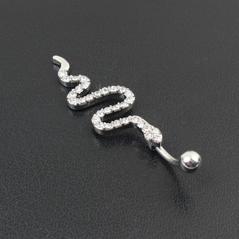 Zirkon Bauchnabelringe Funkelnde Schlangenförmige Bauchnabelringe Körperpiercingschmuck Damen Dangle Bauchnabelpiercingring