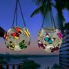 Outdoor Solar Powered Lantern Waterproof Metal Hollow Pendant Light with Chain Decorative Hanging Light for Outdoor Decor