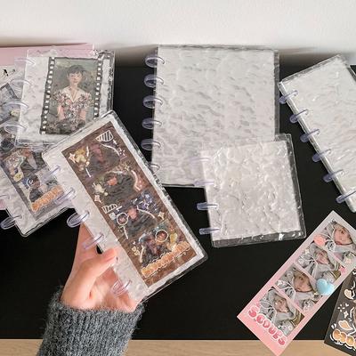 Transparent Water Ripple Photocards Holder Mushroom Hole Loose Leaf Idol Card Collection Binder Vertical Photo Album