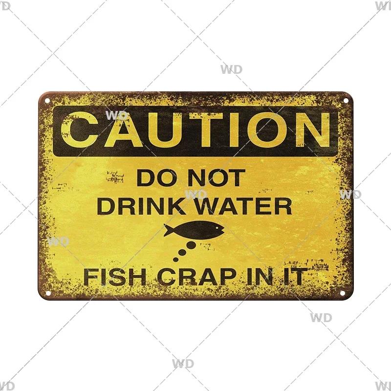 CautionCharm Vintage Metal Plaque - Warn Slogan Design - Great for Door, Factory & Home Wall Decor - Retro Caution Sign Poster