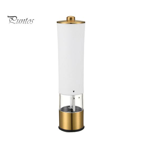 

Электрическая мельница для перца и соли, работающая от батареи, автоматическая мельница для специй с регулируемой степенью помола, светодиодная подсветка, кухонный гаджет белый