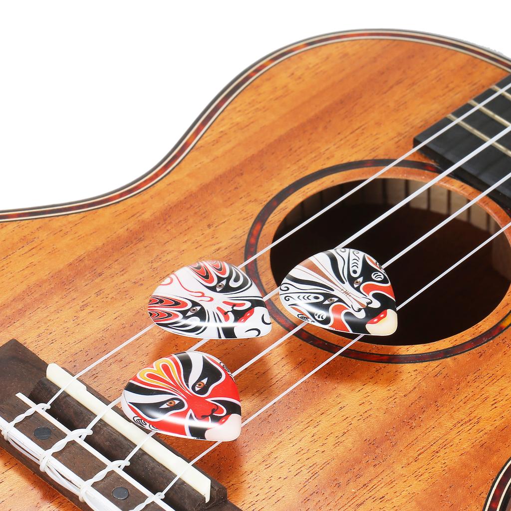 3 pezzi di plettri per chitarra in ABS con maschera dell'opera di Pechino, plettri per dita per ukulele, accessori per strumenti musicali