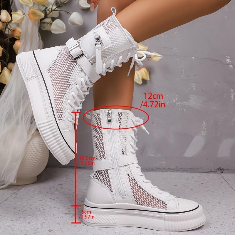 Martin Boots Female 2025 Summer New Mesh Boots Breathable Mesh Yarn Hollowed Out Mesh Thin Section Cool Boots Mid-calf Thick Bottom