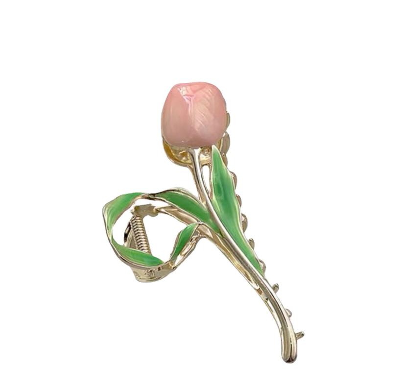 New Tulip Hair Claw Flower Grace Shark Clip Headdress Vintage Ponytail Claw Clip Trendy Sweet HAIR CLIP FOR GIRL Hair Jewelry
