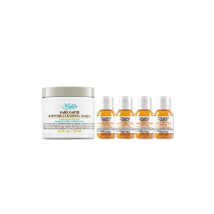 Kiehl s Rare Earth Cleansing Mask With Calendula Herbal-Extract Toner Mask 125ml+Toner 40ml*4