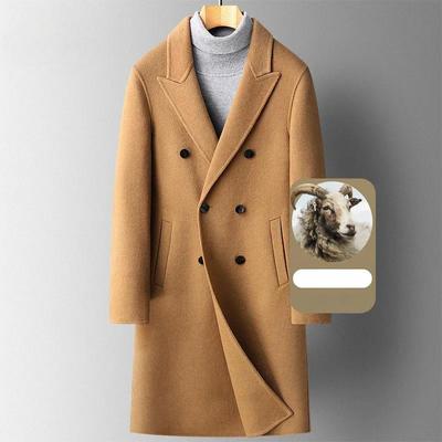 Zweireihiger Mantel Herren Winter Wolle Overknee Mäntel Lange Jacke für Männer Peacoat Business Mantel Windbreaker Blazer