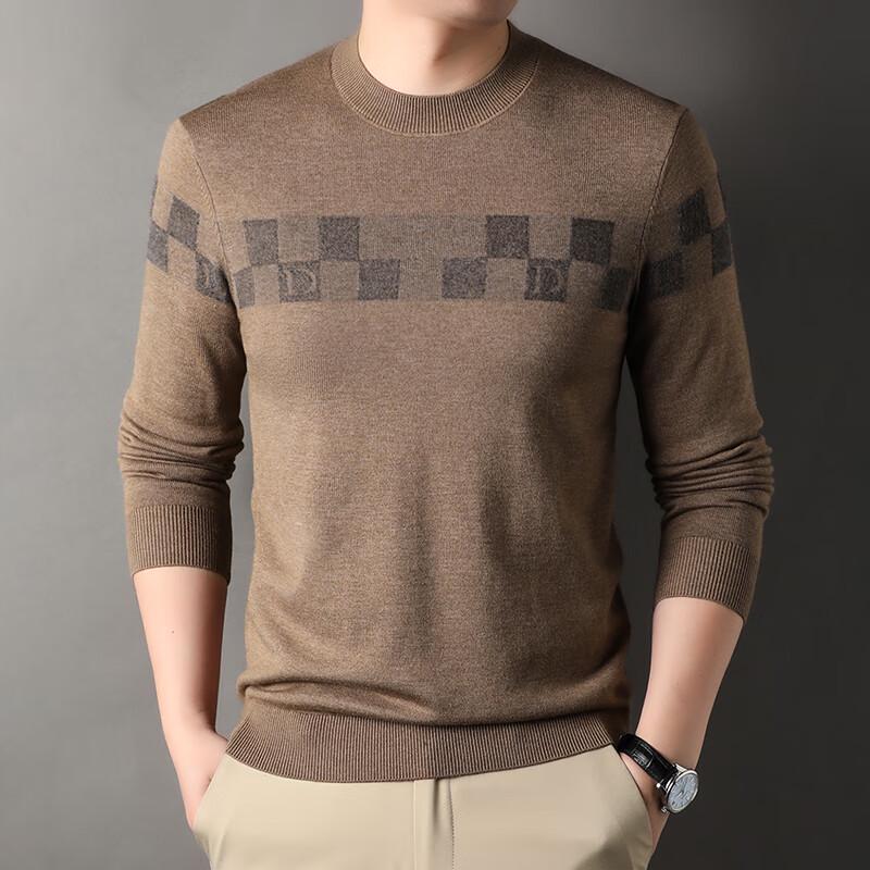 Men's Color-Block Plaid Wool Blend Knit Sweater