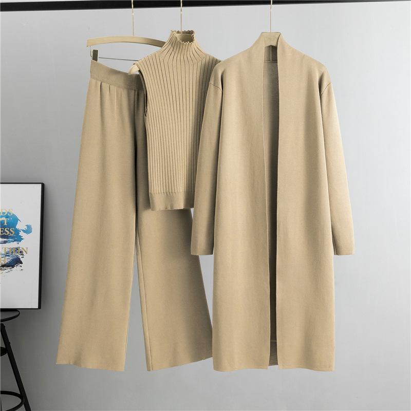 Høst og vinter dame pluss størrelse Lazy Temperament strikkedress Ermeløs vest Genser Cardigan buksedress