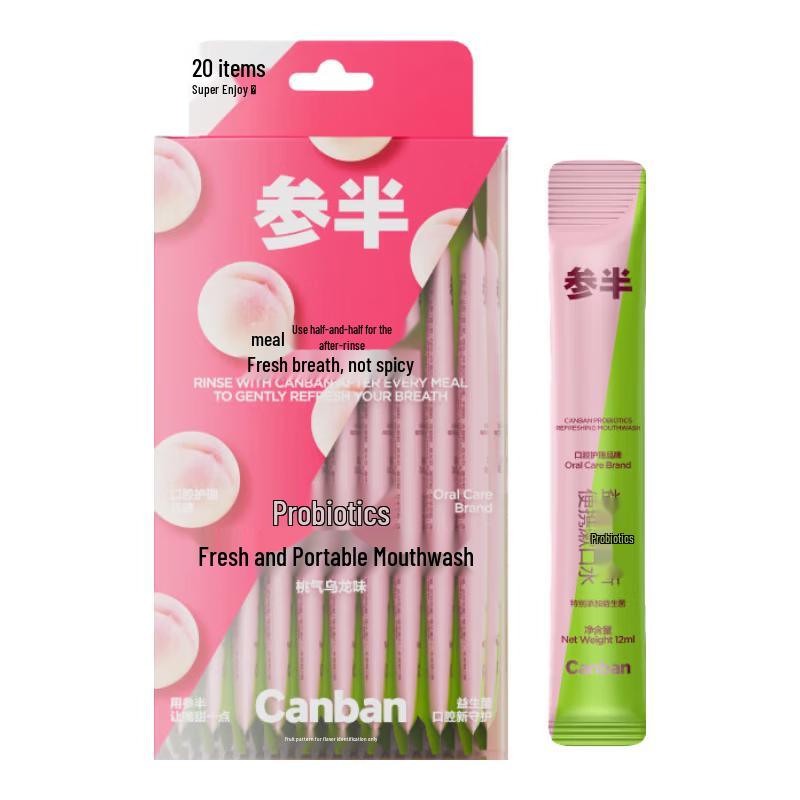 Cansen Peach Oolong Probiotic Portable Mouthwash Strips, 20-count