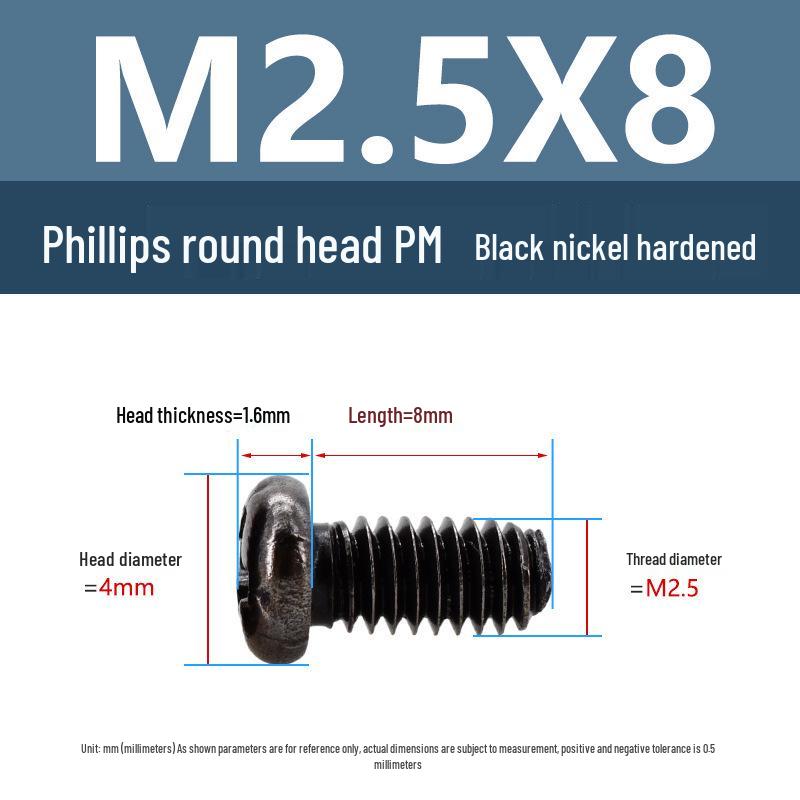 Yigu Schwarznickel Kohlenstoffstahl PM Phillips Rundkopfschrauben m2-m4 Senkkopfmaschinenschrauben für Elektronik