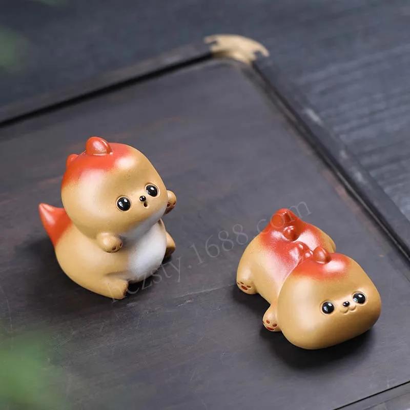 Cute Milk Dragon Purple Clay Tea Pet Lucky Living Room Home Decoration Creative Yixing Tea Pet Kawaii Accessories Tea Tray Gift