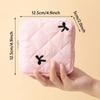 Gift Bow Sanitary Napkin Organizer Bag Coquette Quilted Women's Mini Clutch Bag Cotton Small Makeup Bag